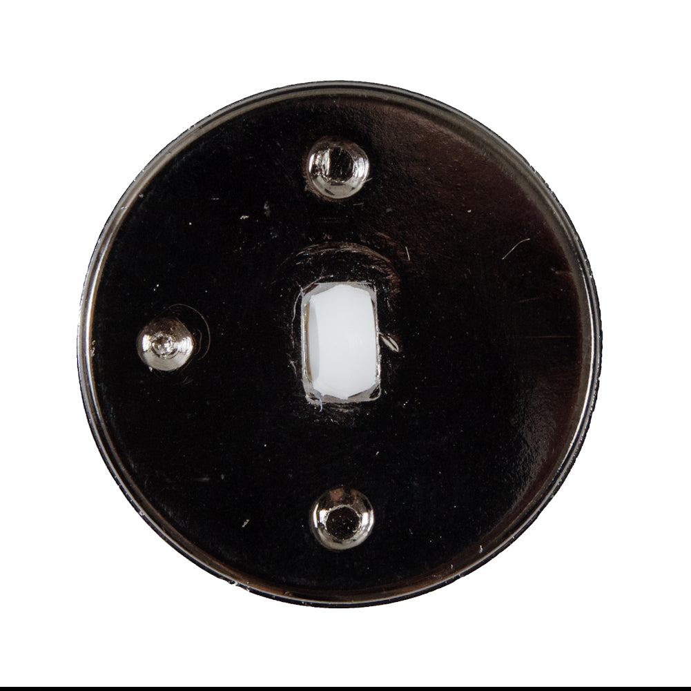 White and Gunmetal Plastic Shank-Back Button - 50L/32mm - Detail White and Gunmetal Plastic Shank-Back Button - 50L/32mm - Detail