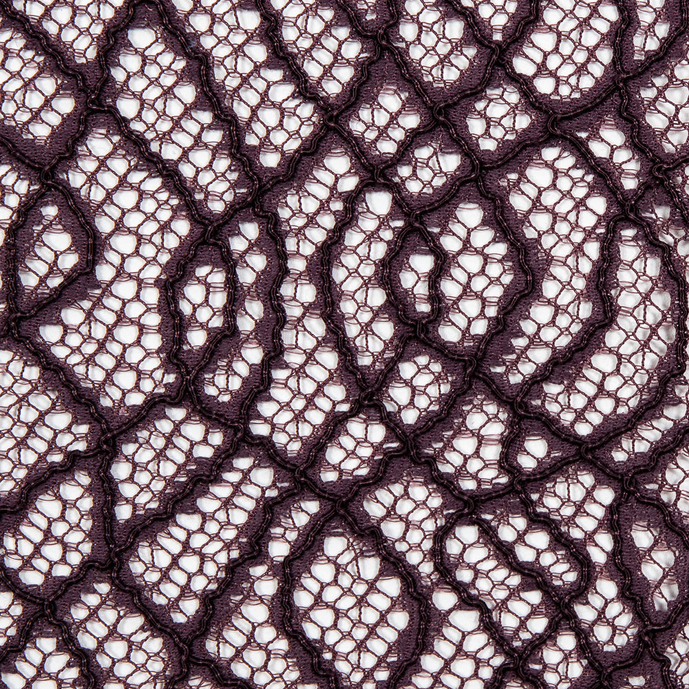 Corded Lace with Eyelash Edges - Fig Abstract Detail Corded Lace with Eyelash Edges - Fig Abstract Detail