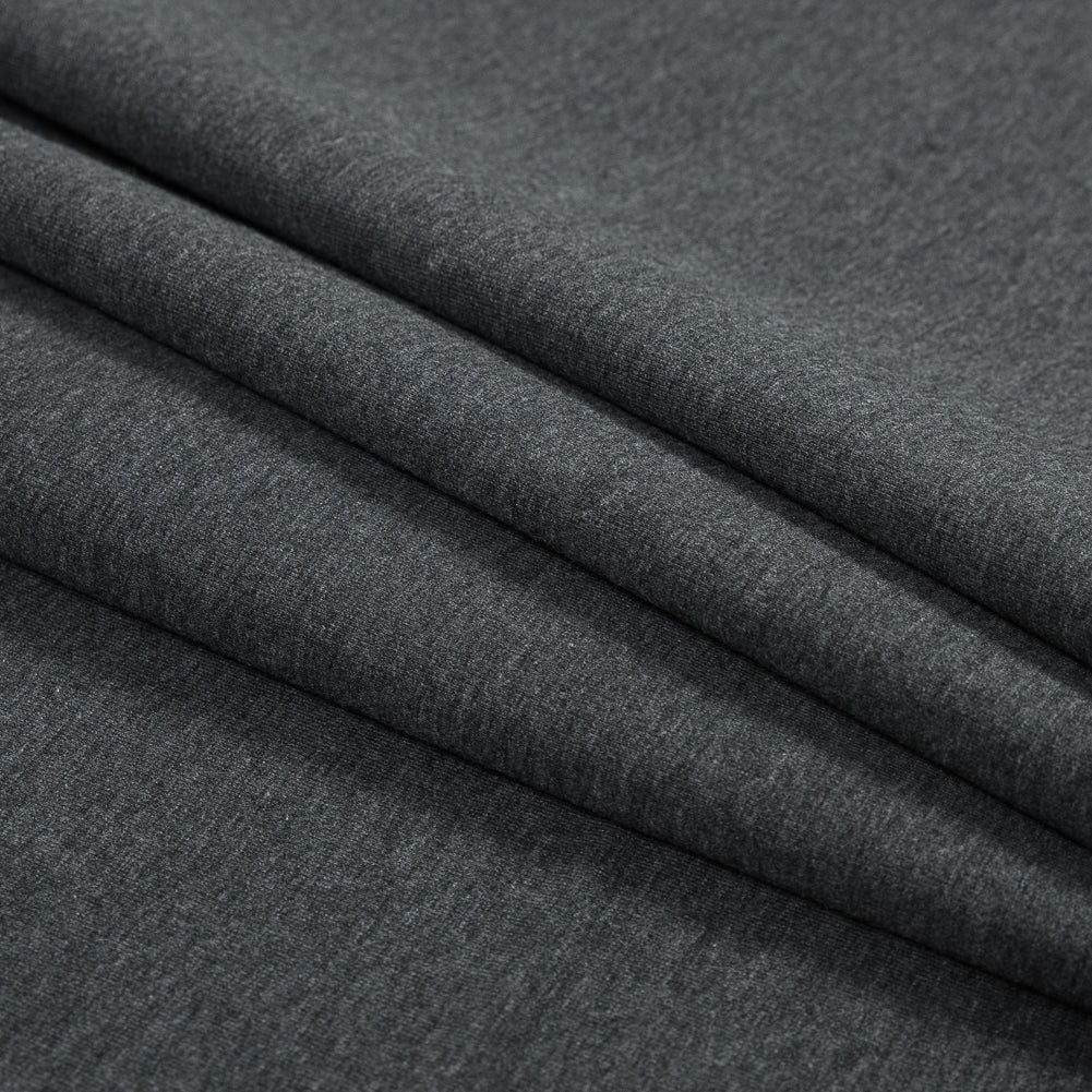 Bamboo and Cotton Stretch Knit Fleece - Heather Charcoal - Jessamyn Collection Detail Bamboo and Cotton Stretch Knit Fleece - Heather Charcoal - Jessamyn Collection Detail