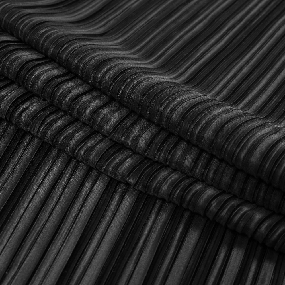 Italian Black Pleated Polyester Woven Detail Italian Black Pleated Polyester Woven Detail