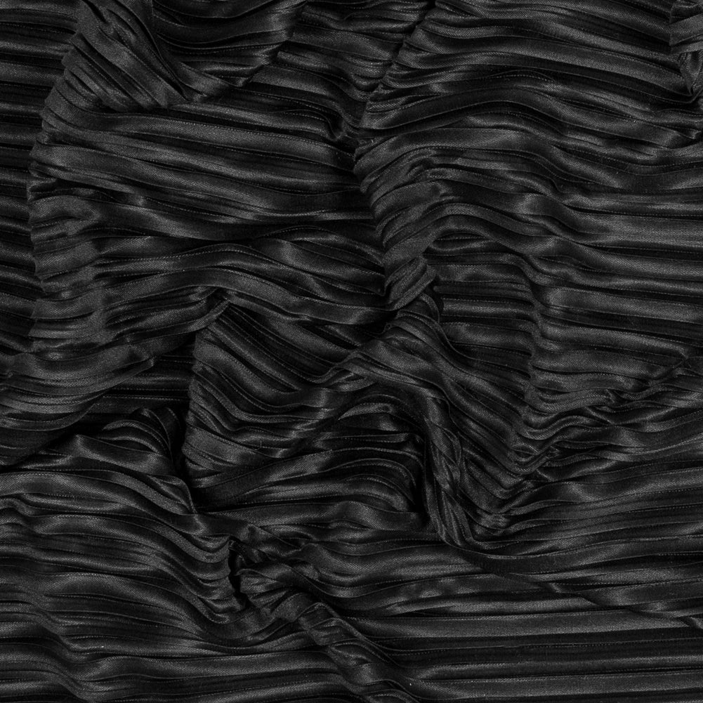 Italian Black Pleated Polyester Woven Italian Black Pleated Polyester Woven