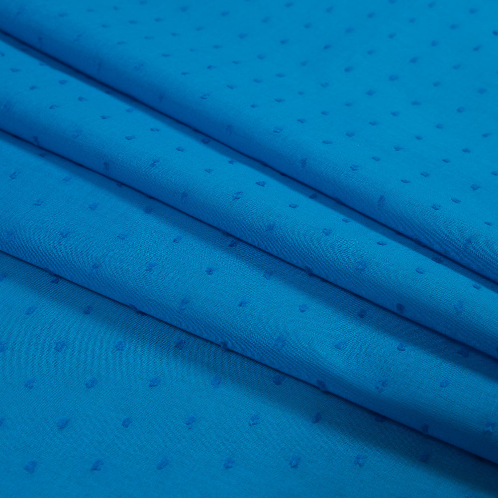 Italian Aegean Blue Cotton Swiss Dot Detail Italian Aegean Blue Cotton Swiss Dot Detail