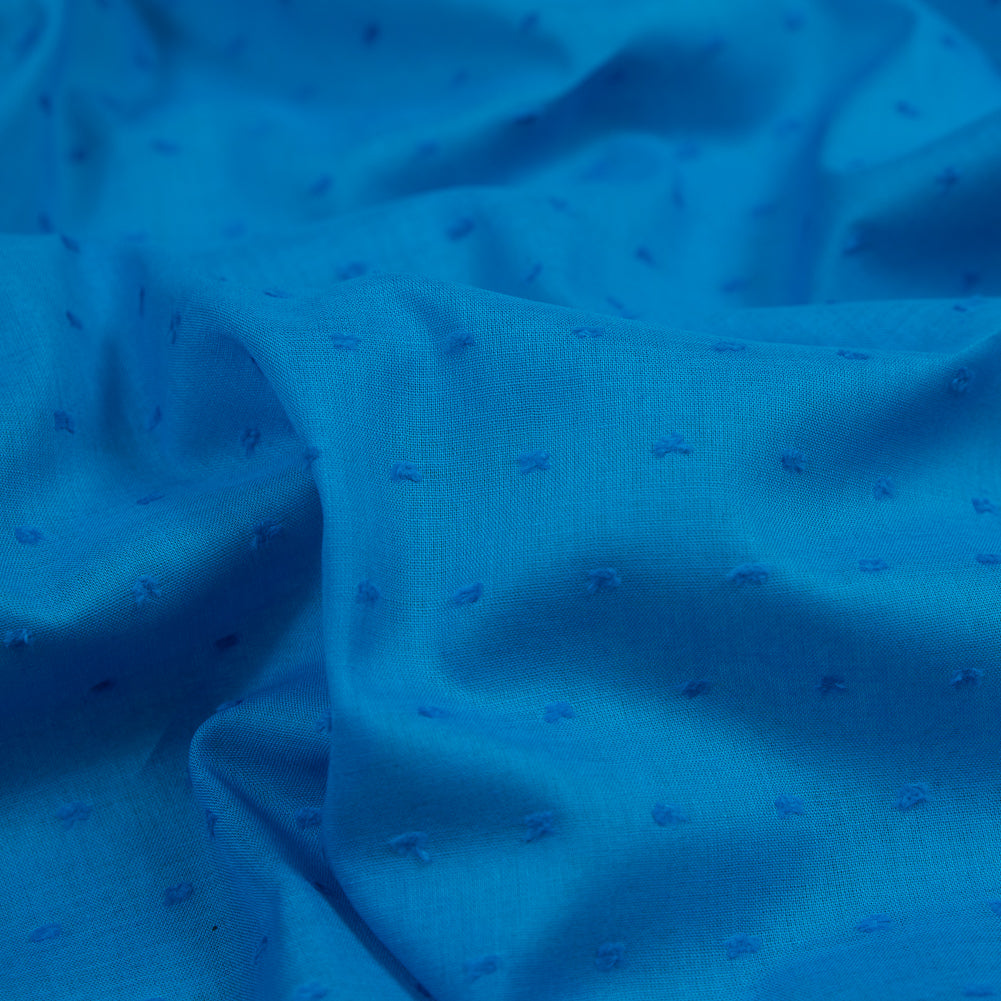 Italian Aegean Blue Cotton Swiss Dot Full Italian Aegean Blue Cotton Swiss Dot Full