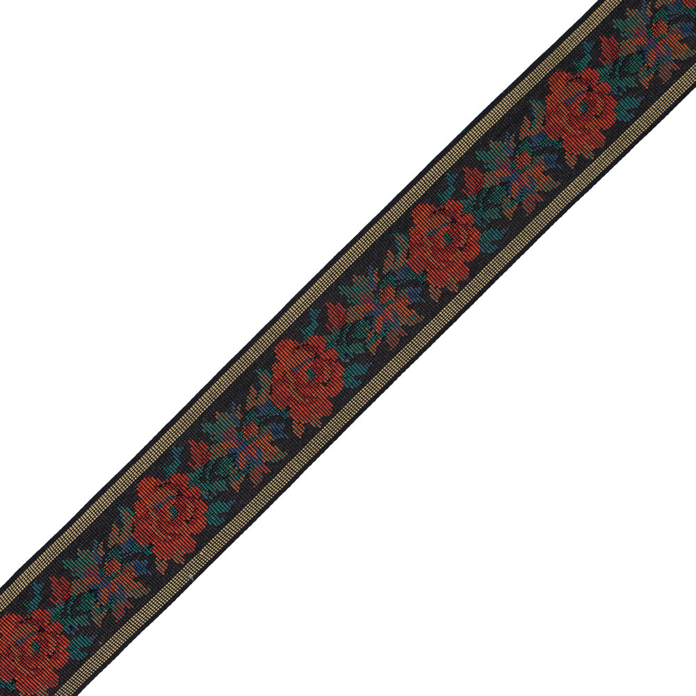 Orange and Black Floral Jacquard Ribbon - 2.25" Orange and Black Floral Jacquard Ribbon - 2.25"