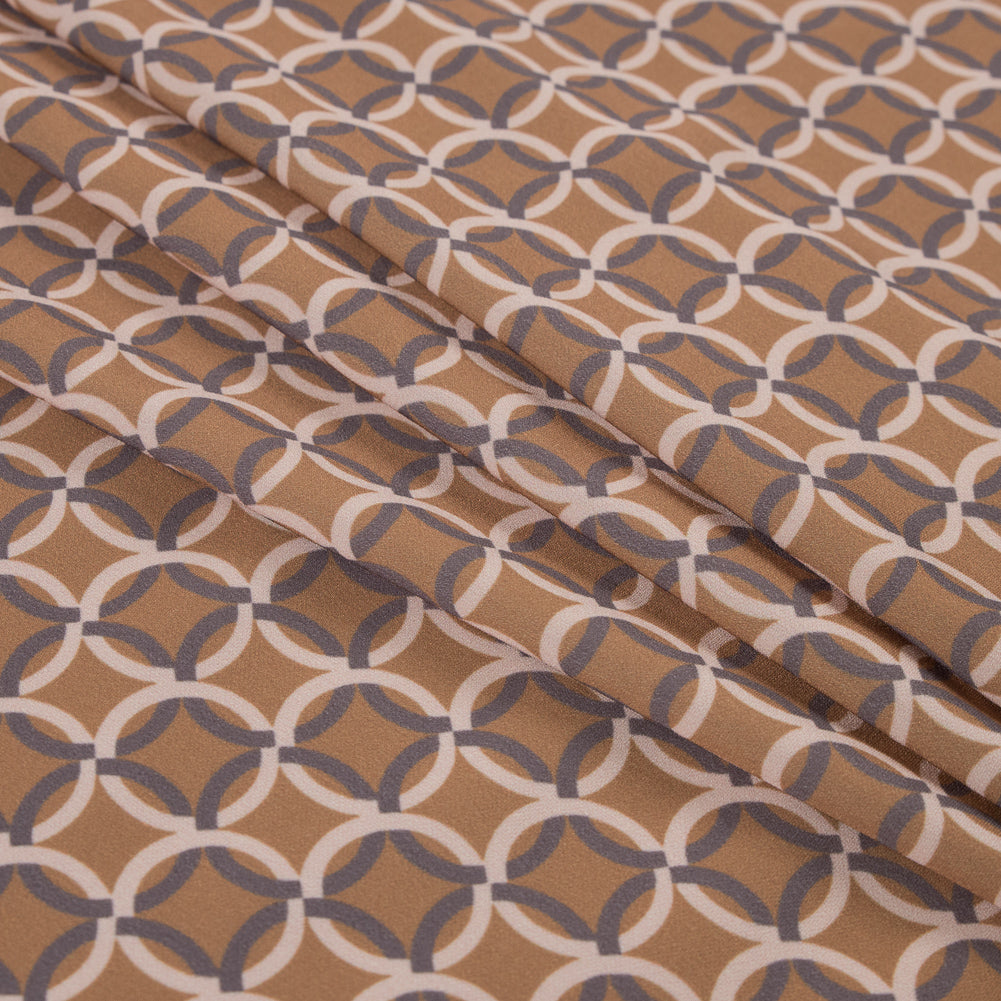 Italian Mustard and Beige Geometric Stretch Polyester Folded Italian Mustard and Beige Geometric Stretch Polyester Folded