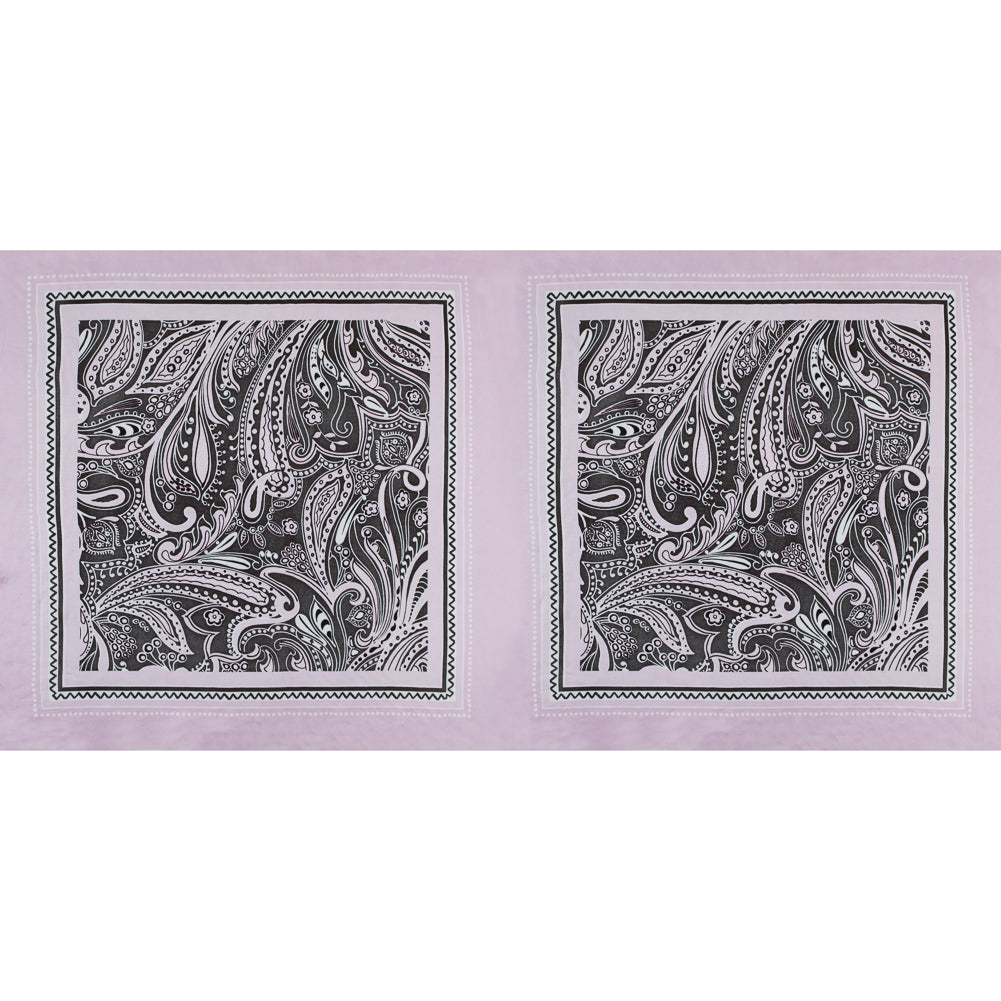 Lilac and Brown Paisley Border Printed Panel Full Lilac and Brown Paisley Border Printed Panel Full