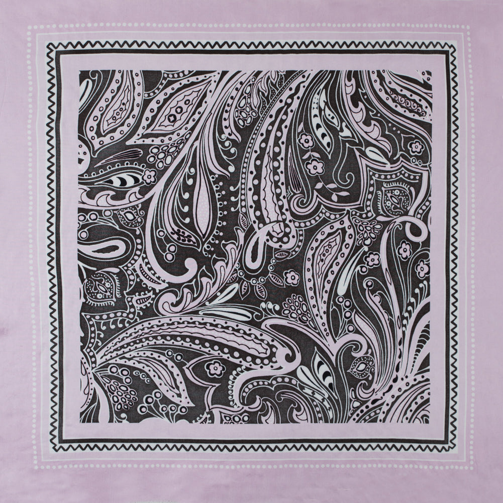 Lilac and Brown Paisley Border Printed Panel Lilac and Brown Paisley Border Printed Panel
