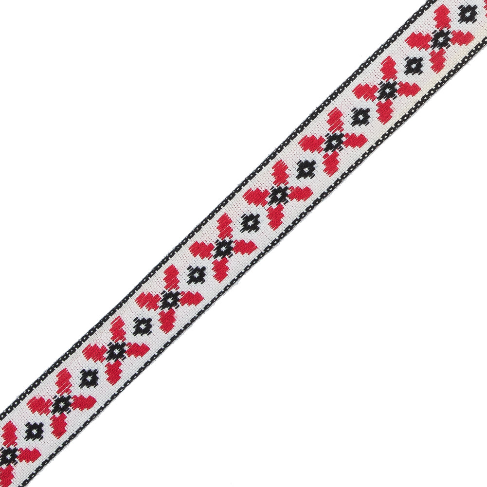 Black and Red German Jacquard Ribbon - 0.6" Detail Black and Red German Jacquard Ribbon - 0.6" Detail