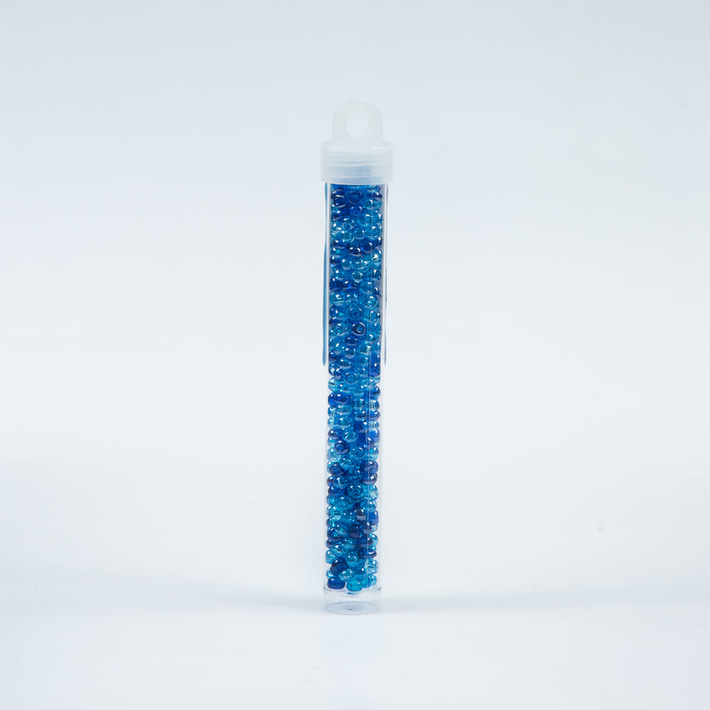 Blue and Aqua Mixed Czech Seed Beads - Size 6 - Detail Blue and Aqua Mixed Czech Seed Beads - Size 6 - Detail