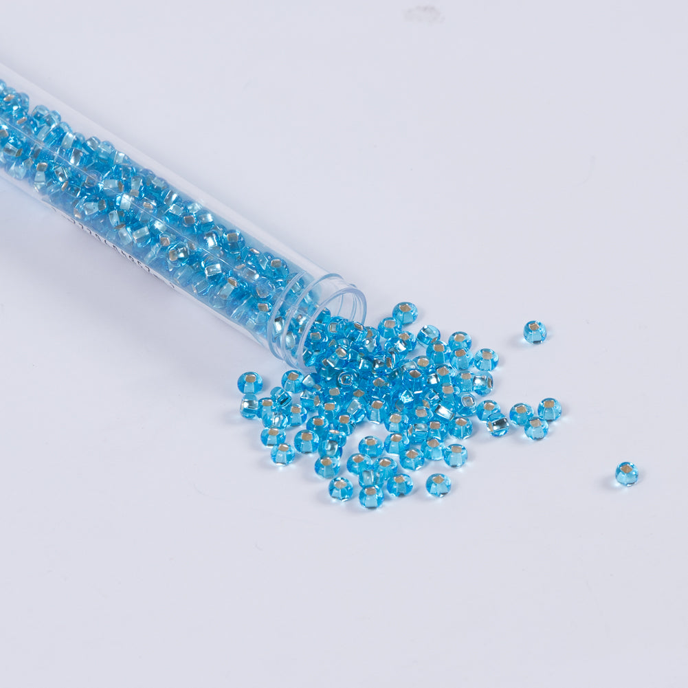 Silver Lined Aqua Czech Seed Beads - Size 6 Silver Lined Aqua Czech Seed Beads - Size 6