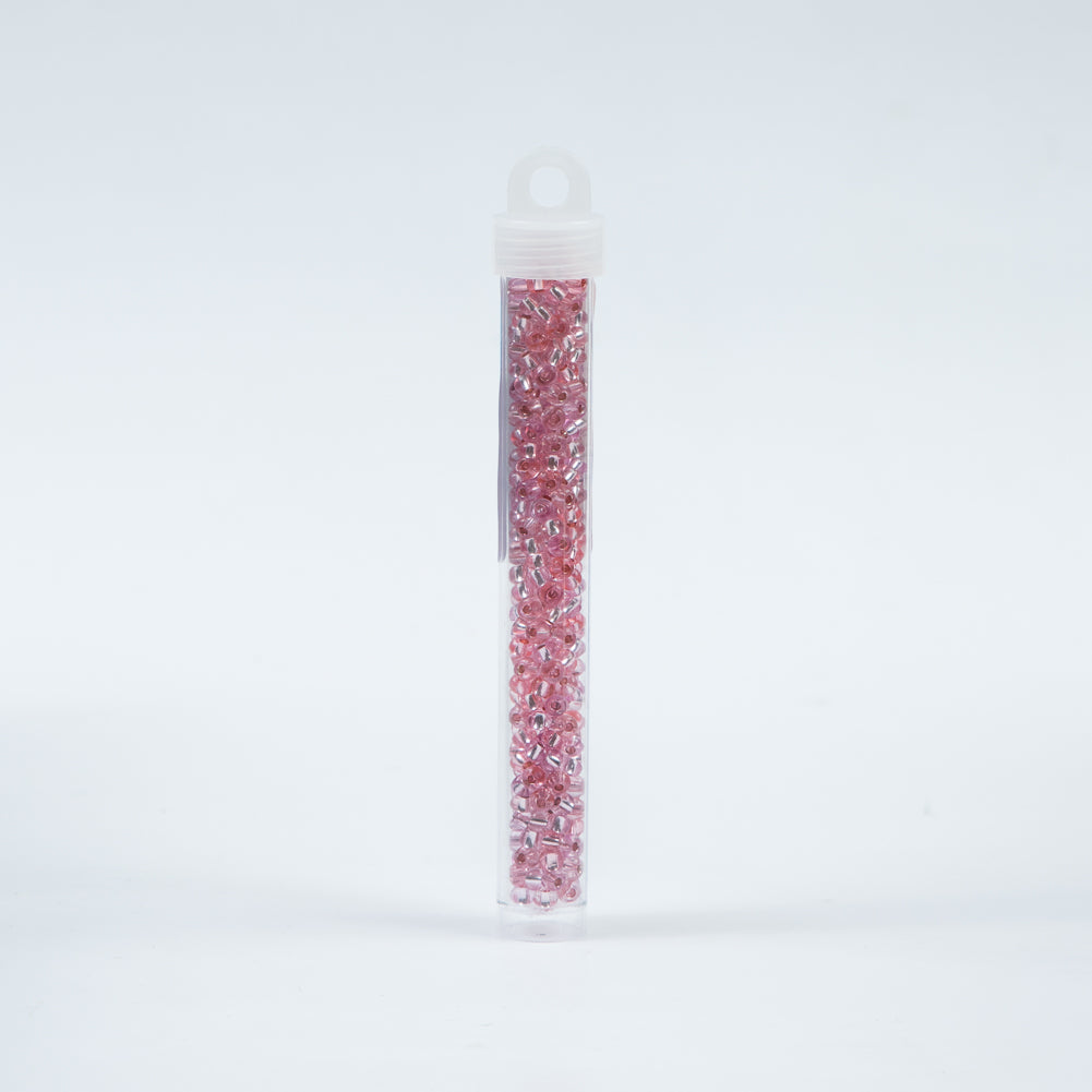 Silver Lined Pink Czech Seed Beads - Size 6 Detail Silver Lined Pink Czech Seed Beads - Size 6 Detail