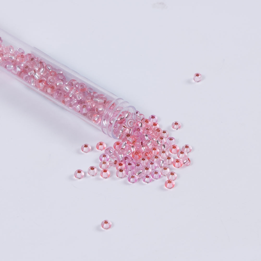 Silver Lined Pink Czech Seed Beads - Size 6 Silver Lined Pink Czech Seed Beads - Size 6