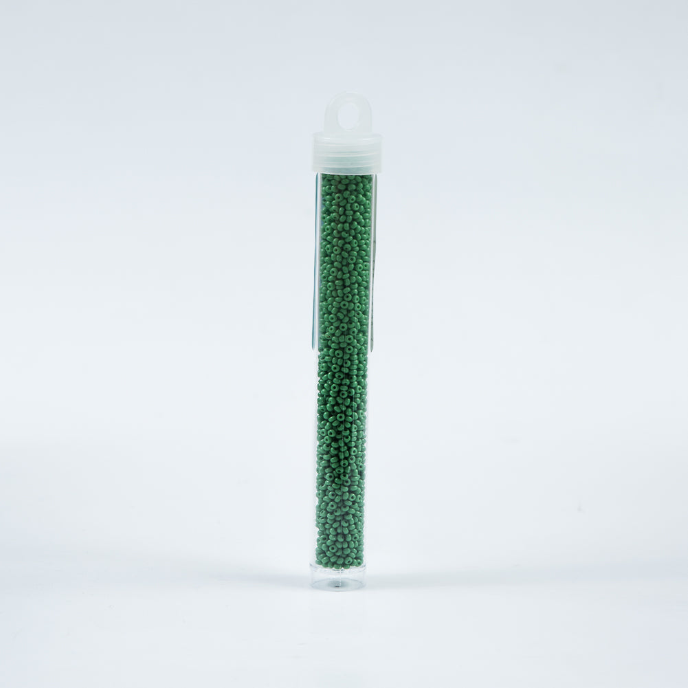 Medium Green Opaque Czech Seed Beads - Size 10 - Detail Medium Green Opaque Czech Seed Beads - Size 10 - Detail
