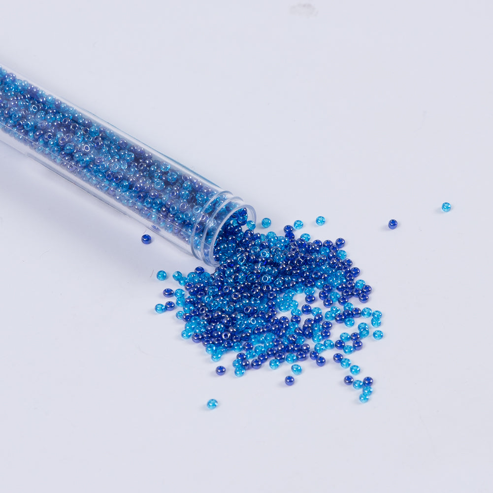 Lustrous Aqua Mixed Czech Seed Beads - Size 10 Lustrous Aqua Mixed Czech Seed Beads - Size 10