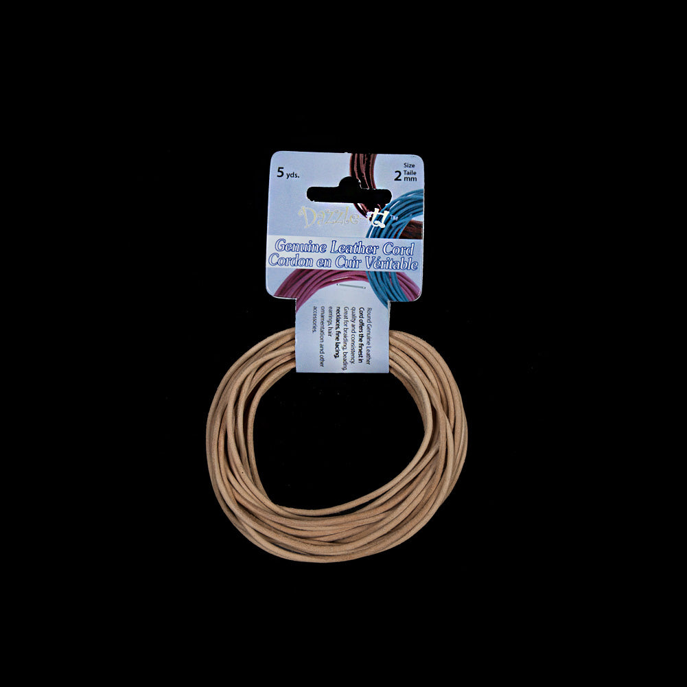 Dazzle-It Natural Genuine Leather Cord - 2mm Dazzle-It Natural Genuine Leather Cord - 2mm