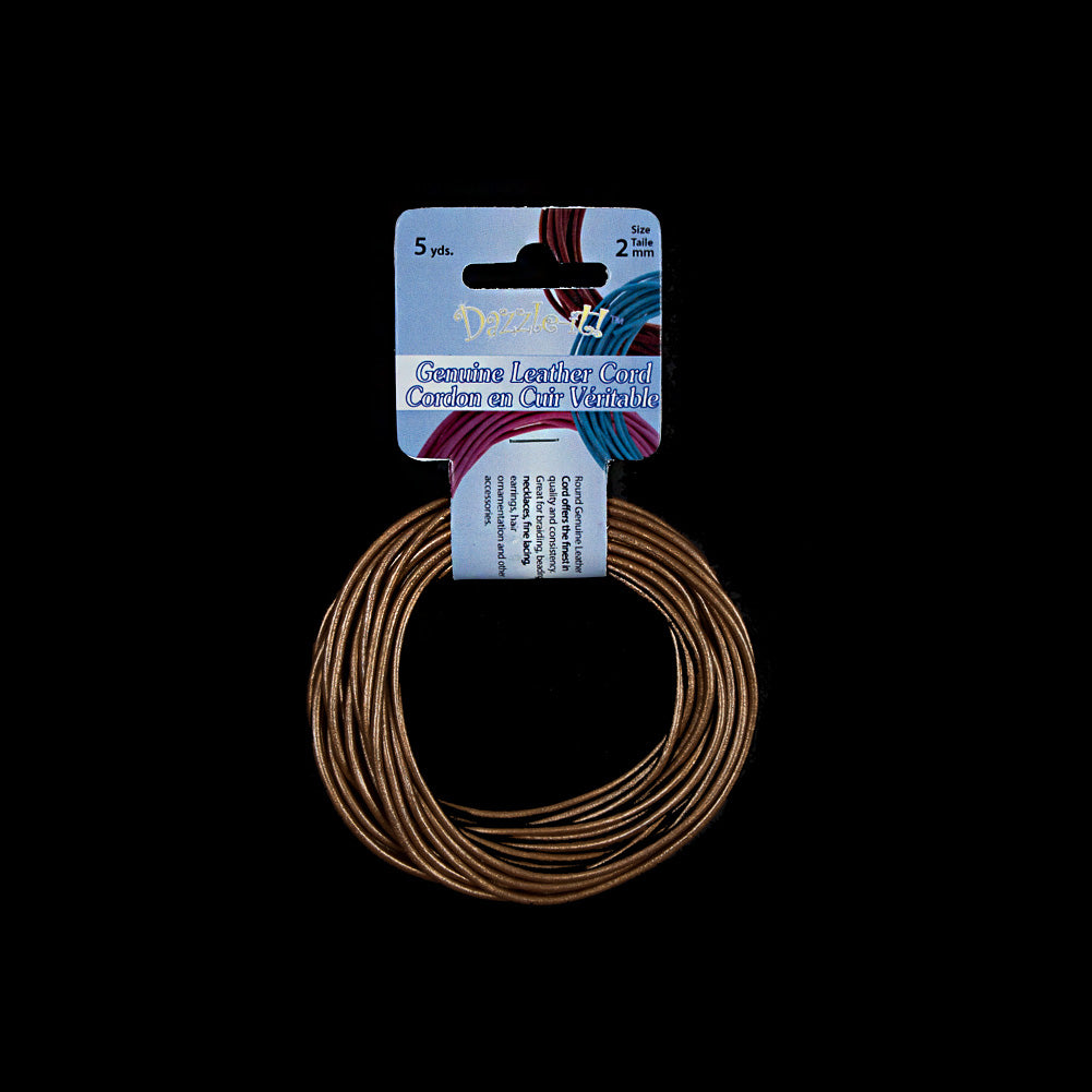 Dazzle-It Metallic Bronze Genuine Leather Cord - 2mm Dazzle-It Metallic Bronze Genuine Leather Cord - 2mm