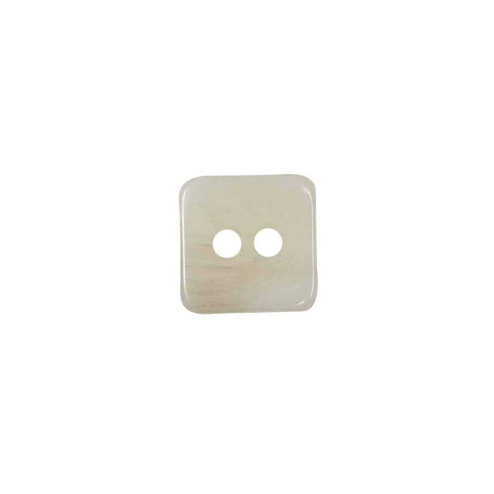 Tofu and White Swirl Semi-Translucent Two-Hole Square Plastic Button - 24L/15mm Detail Tofu and White Swirl Semi-Translucent Two-Hole Square Plastic Button - 24L/15mm Detail