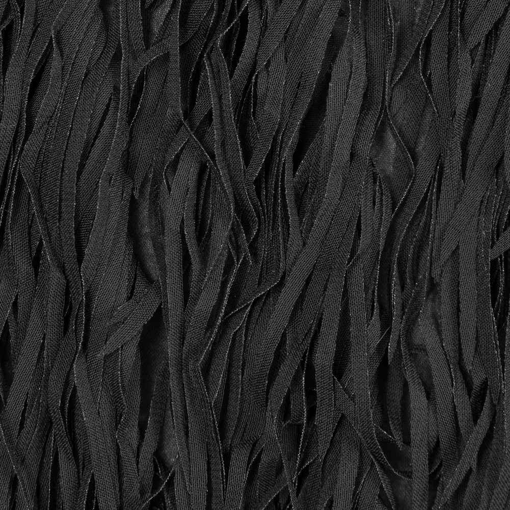 Black Chiffon Fringe Fabric - Full Black Chiffon Fringe Fabric - Full