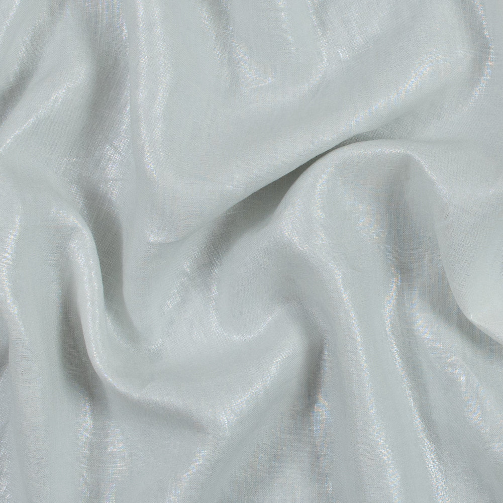 Ivory Lightweight Linen Woven with Metallic Silver Foil Ivory Lightweight Linen Woven with Metallic Silver Foil