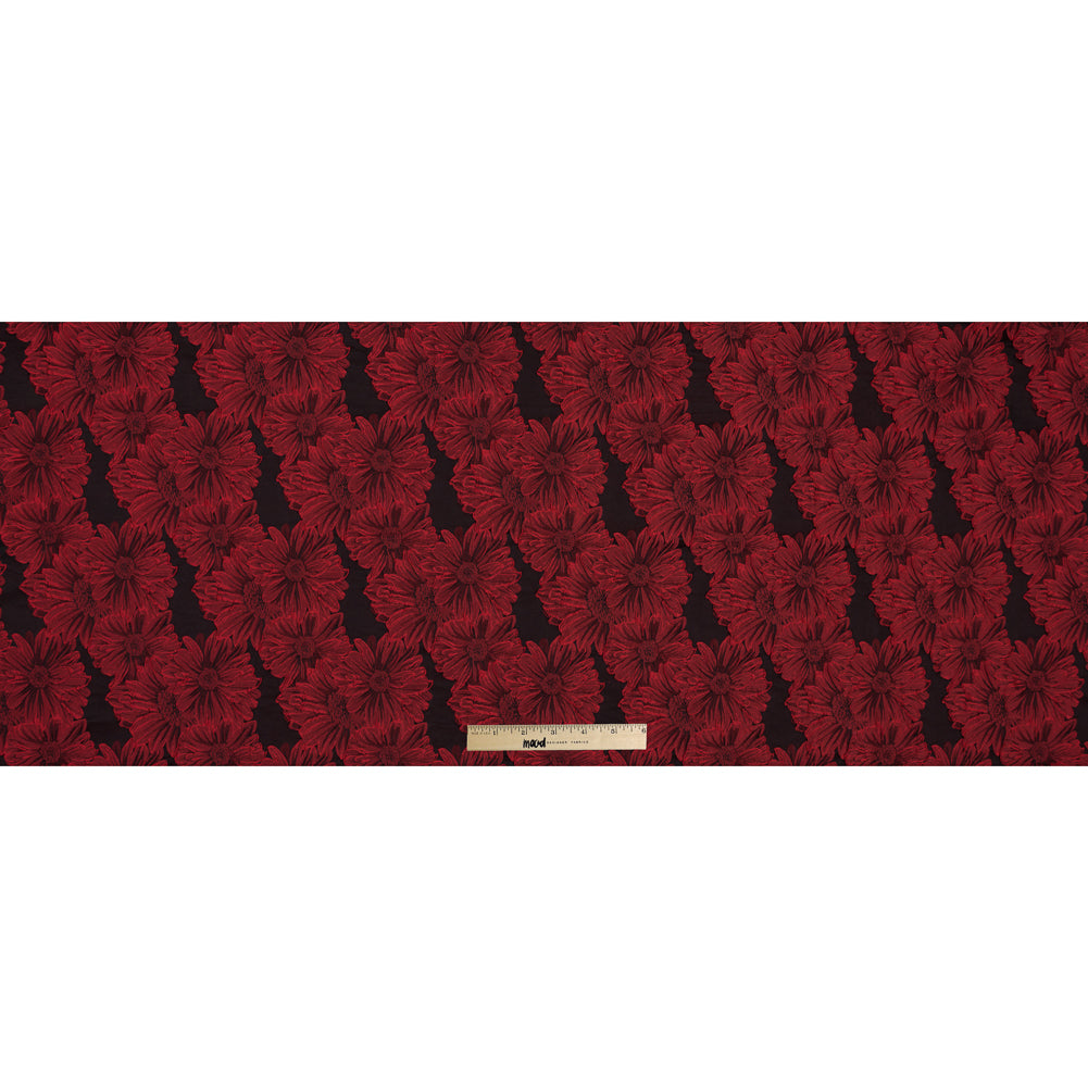 Red and Black 3D Floral Brocade Folded Red and Black 3D Floral Brocade Folded