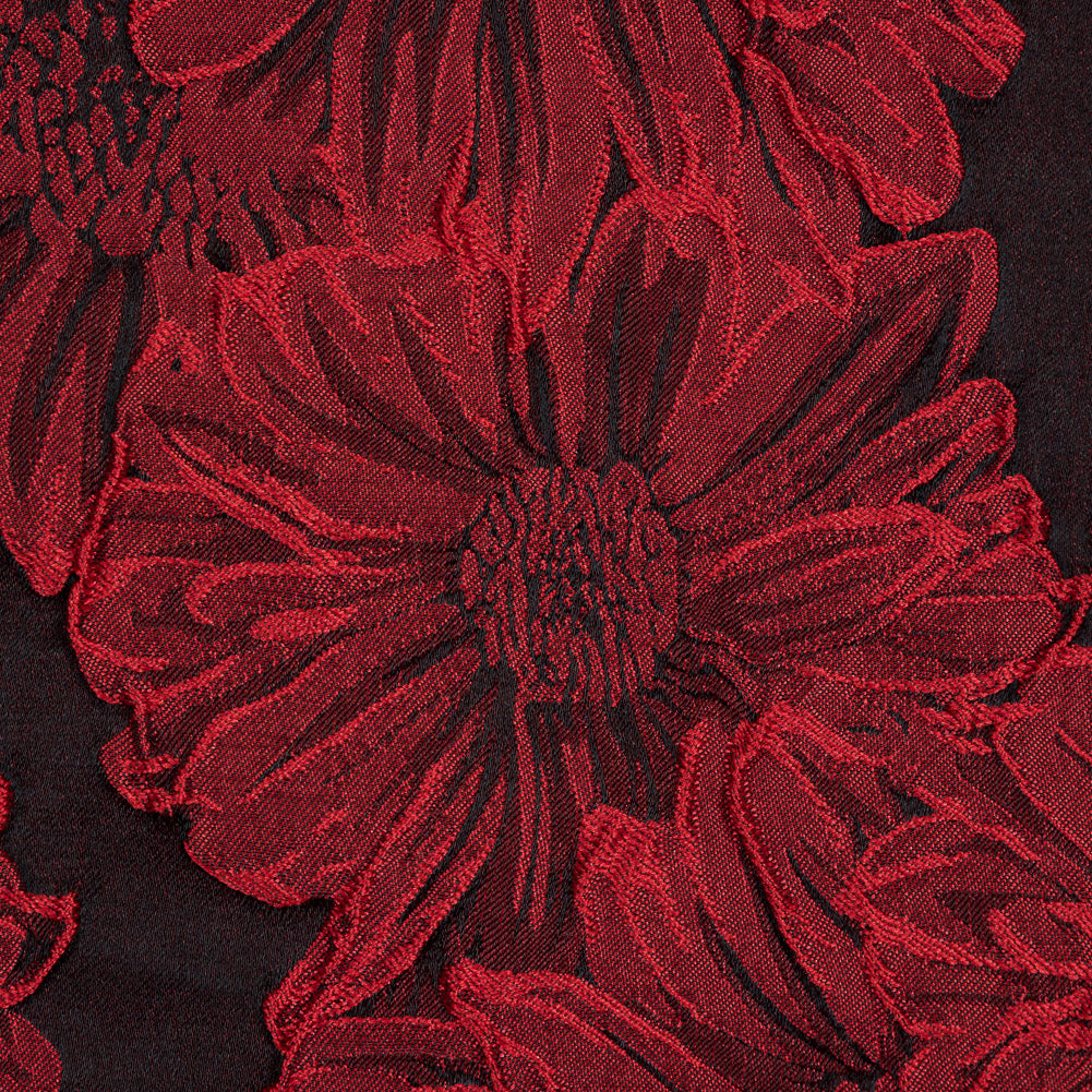Red and Black 3D Floral Brocade Full Red and Black 3D Floral Brocade Full