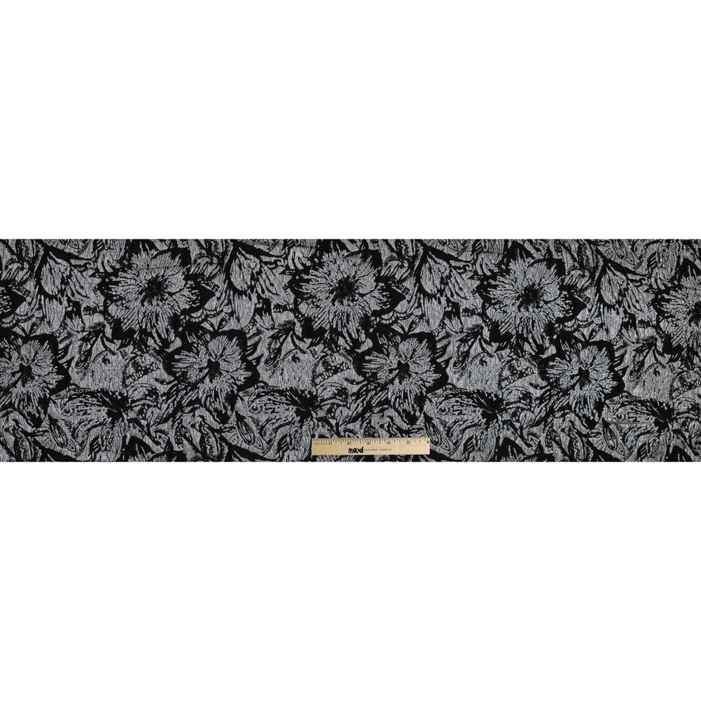 Black, Peach and Metallic Silver Floral Brocade Full Black, Peach and Metallic Silver Floral Brocade Full