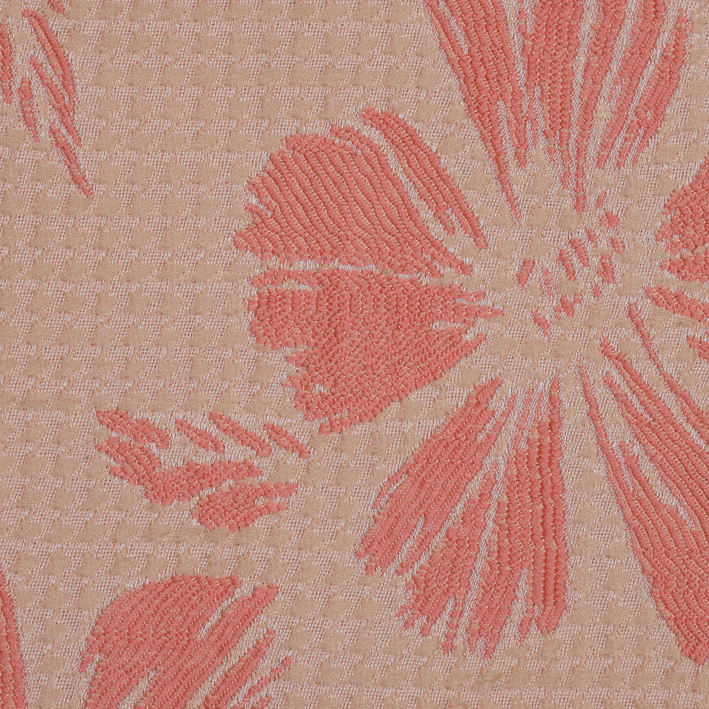 Beige and Light Orange Stretch Floral Houndstooth Brocade Detail Beige and Light Orange Stretch Floral Houndstooth Brocade Detail