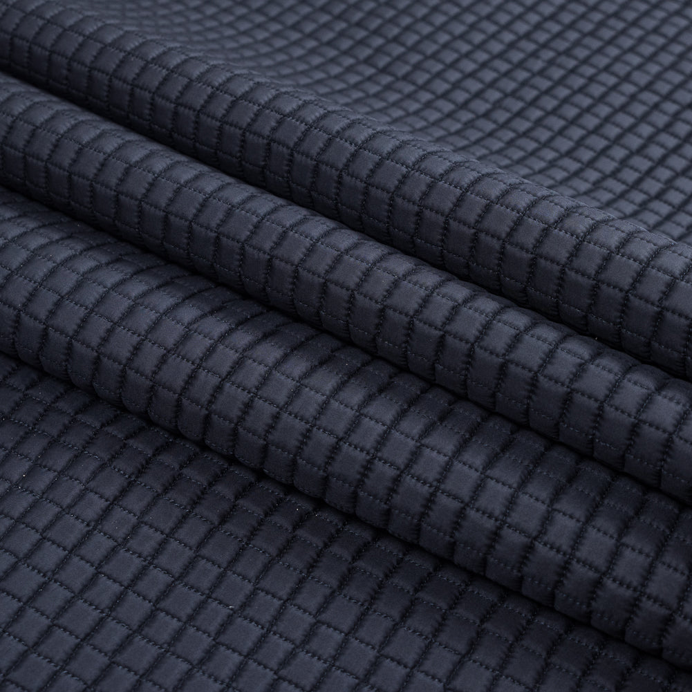 Navy Square Quilted Coating Folded Navy Square Quilted Coating Folded
