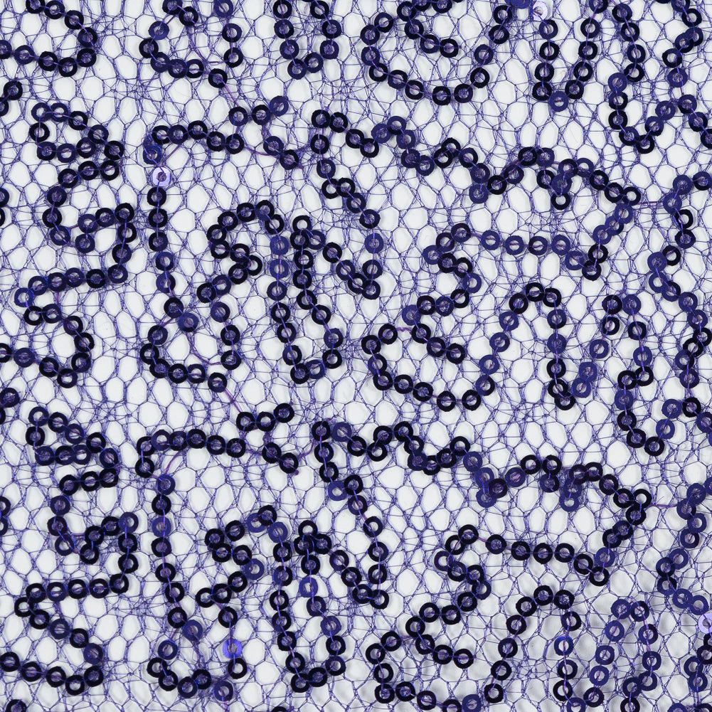 Netting with All-Over Circle Baby Sequins - Purple Full Netting with All-Over Circle Baby Sequins - Purple Full