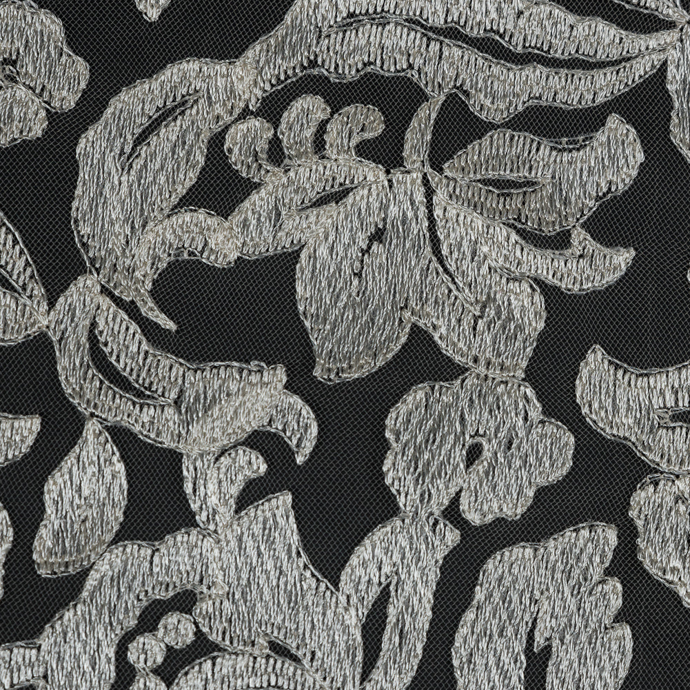 Ivory Floral Embroidered Mesh with Finished Edges Detail Ivory Floral Embroidered Mesh with Finished Edges Detail
