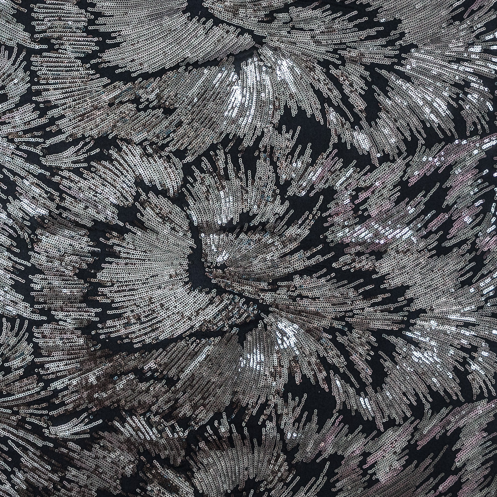Mesh with Baby Sequins - Gray and Black Abstract Mesh with Baby Sequins - Gray and Black Abstract