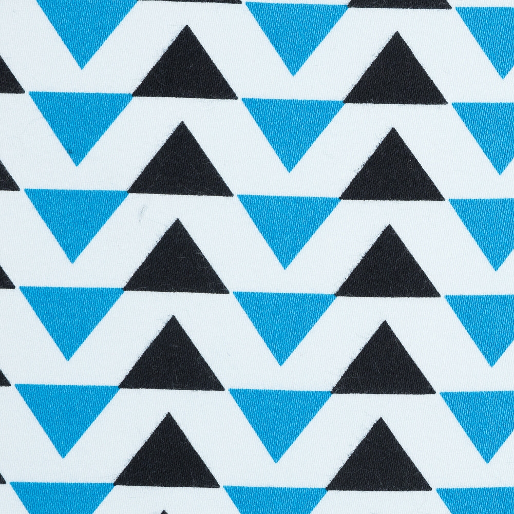 Blue Geometric Stretch Cotton Sateen Full Blue Geometric Stretch Cotton Sateen Full