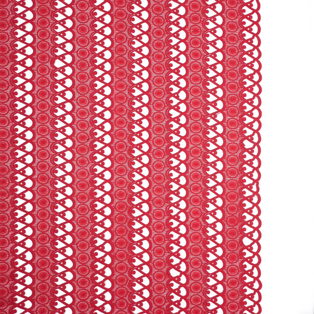 Guipure Lace - Flame Scarlet Red Geometric Guipure Lace - Flame Scarlet Red Geometric