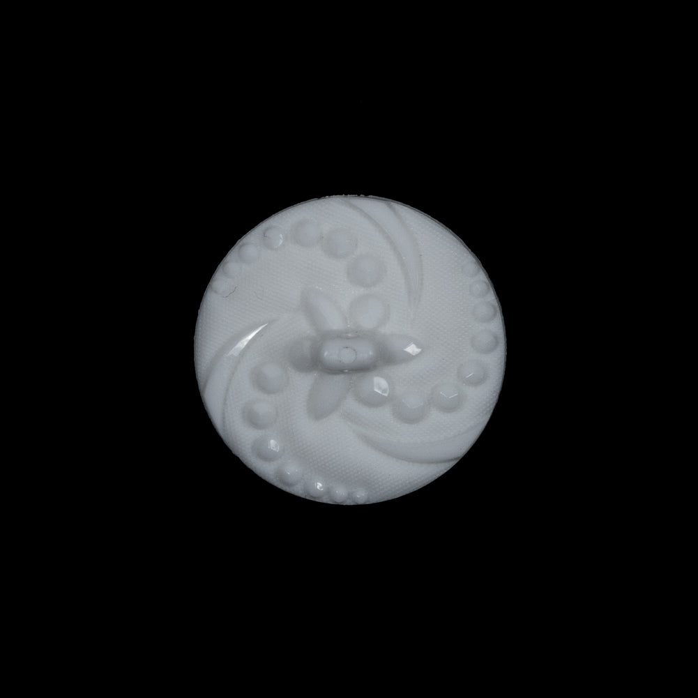 White Floral Plastic Shank-Back Button - 30L/19mm Detail White Floral Plastic Shank-Back Button - 30L/19mm Detail