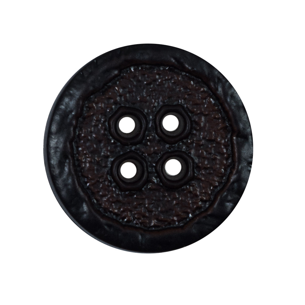 Italian Brown Textured 4-Hole Plastic Button - 44L/28mm Italian Brown Textured 4-Hole Plastic Button - 44L/28mm