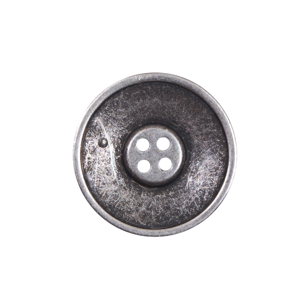 Italian Silver Metal 4-Hole Button - 36L/23mm Detail Italian Silver Metal 4-Hole Button - 36L/23mm Detail