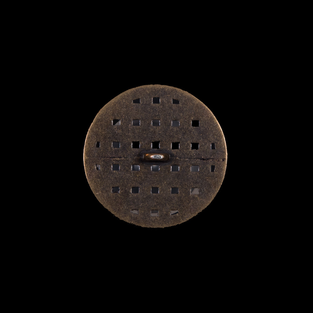 Italian Antique Gold Metal Lattice Shank Back Button - 32L/20mm Detail Italian Antique Gold Metal Lattice Shank Back Button - 32L/20mm Detail