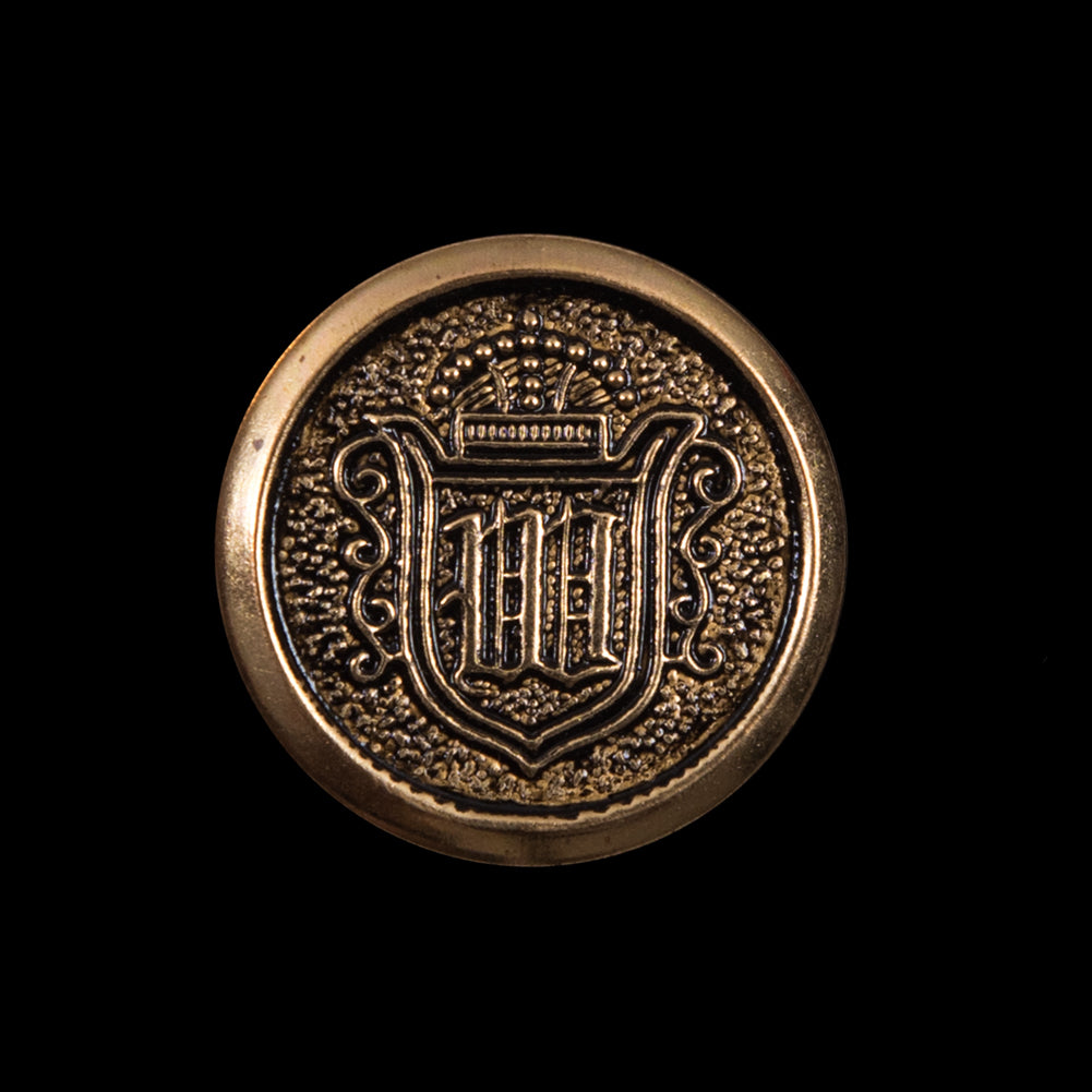 Gold Aluminum Crest Shank Back Button - 36L/23mm Gold Aluminum Crest Shank Back Button - 36L/23mm