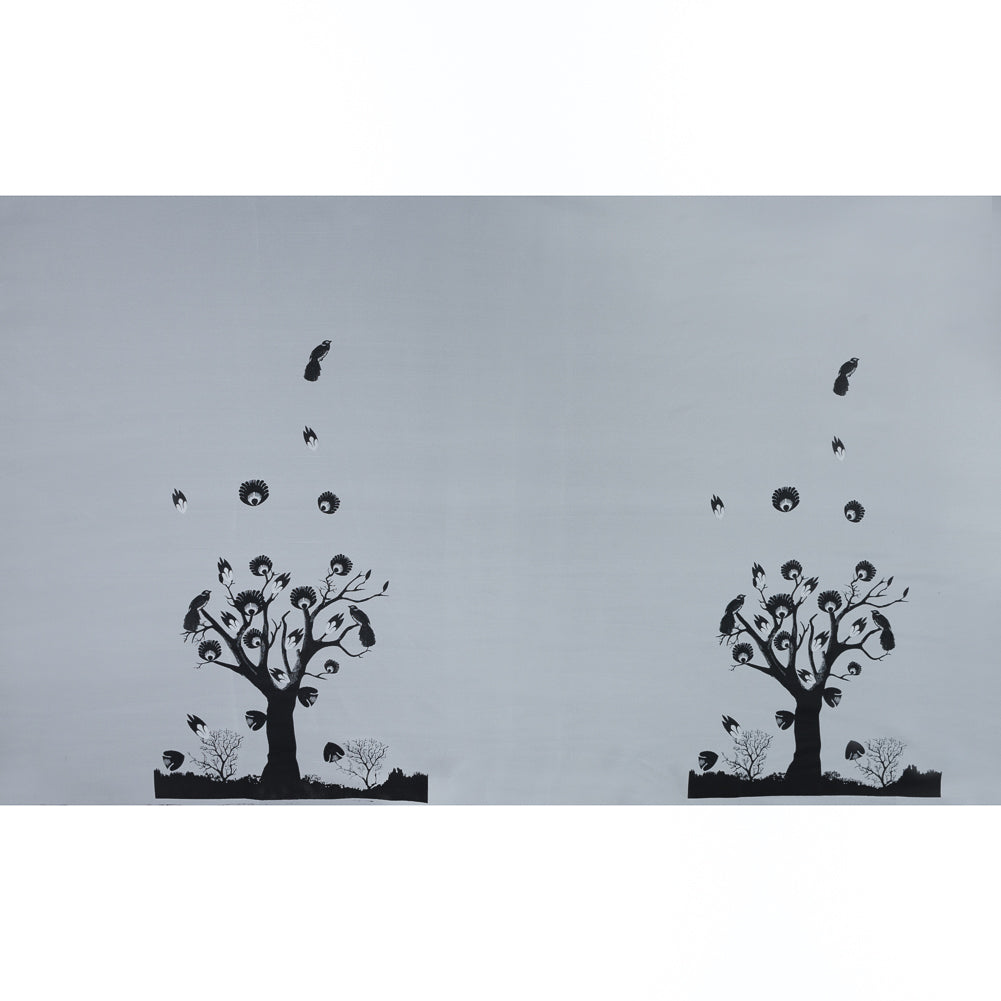 Black and Silver Landscape Jacquard Panel Full Black and Silver Landscape Jacquard Panel Full
