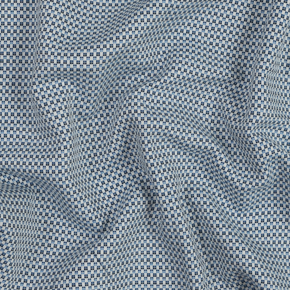Blue and White Checkered Cotton Woven Blue and White Checkered Cotton Woven