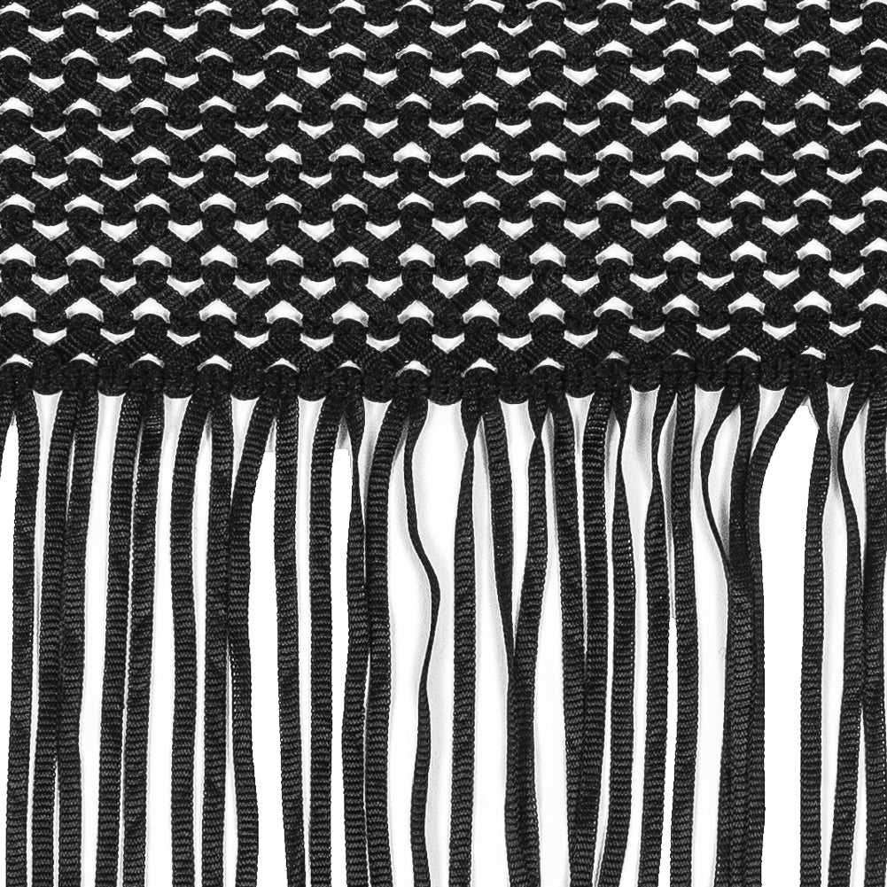 Black Ribbon Fringe Trim - 12" Detail Black Ribbon Fringe Trim - 12" Detail
