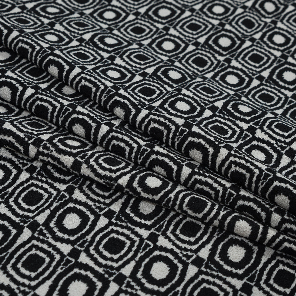 Black and Ivory Geometric Polyester Crepe Folded Black and Ivory Geometric Polyester Crepe Folded