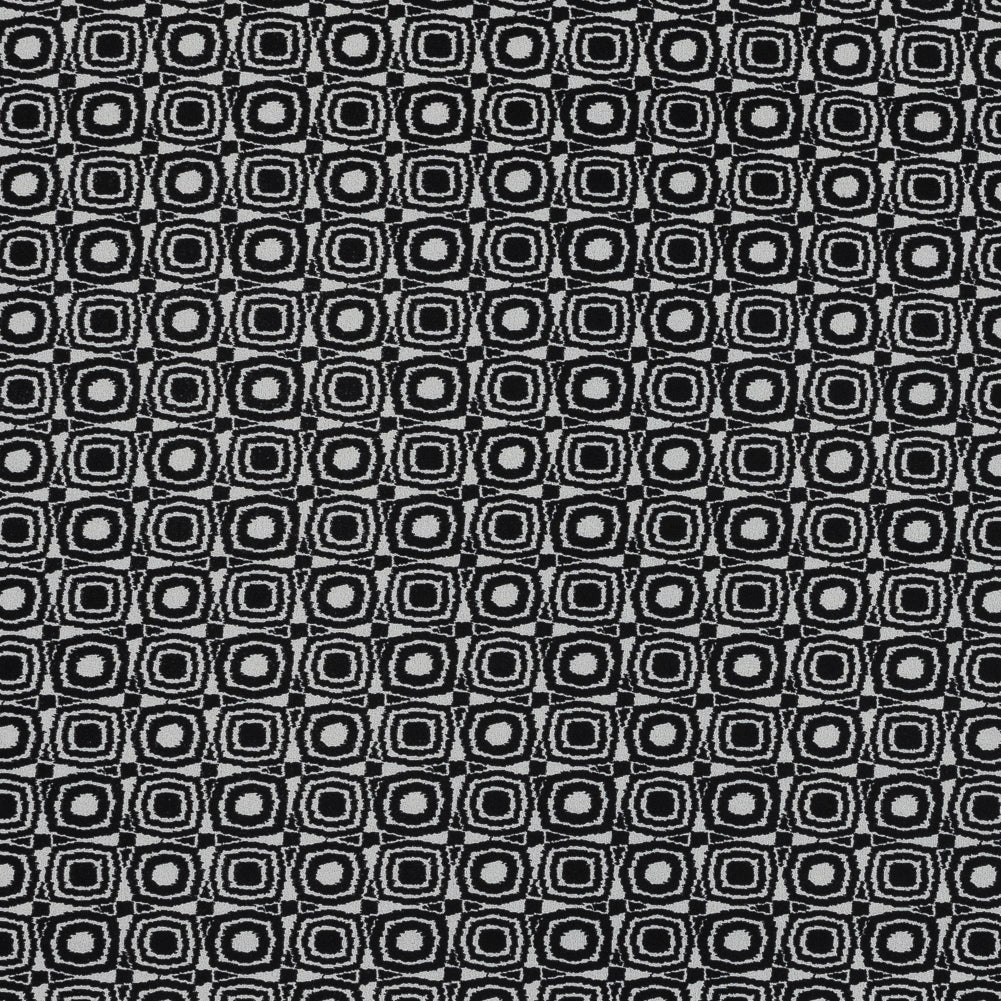 Black and Ivory Geometric Polyester Crepe Black and Ivory Geometric Polyester Crepe