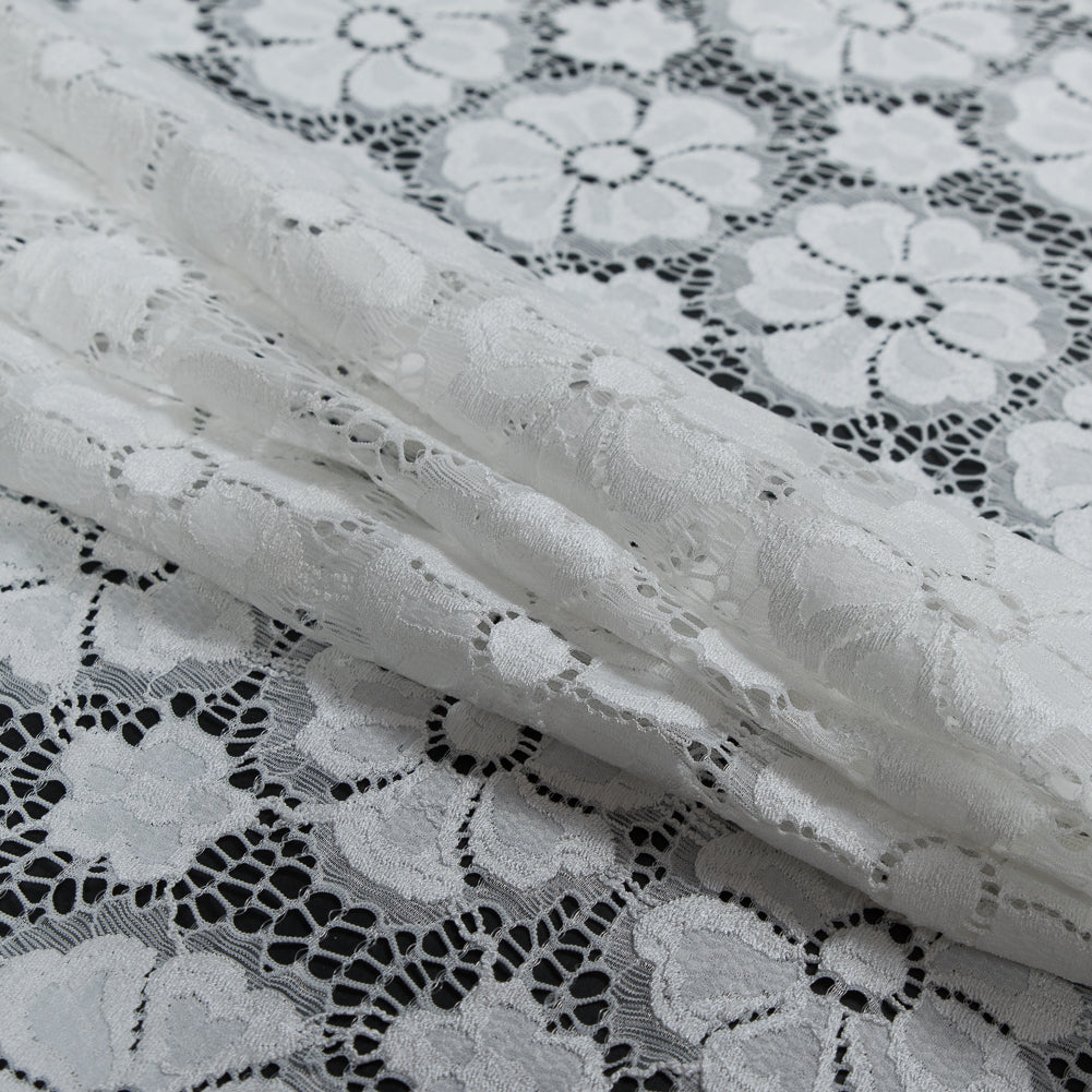 Stretch Crochet Lace - White Floral Detail Stretch Crochet Lace - White Floral Detail