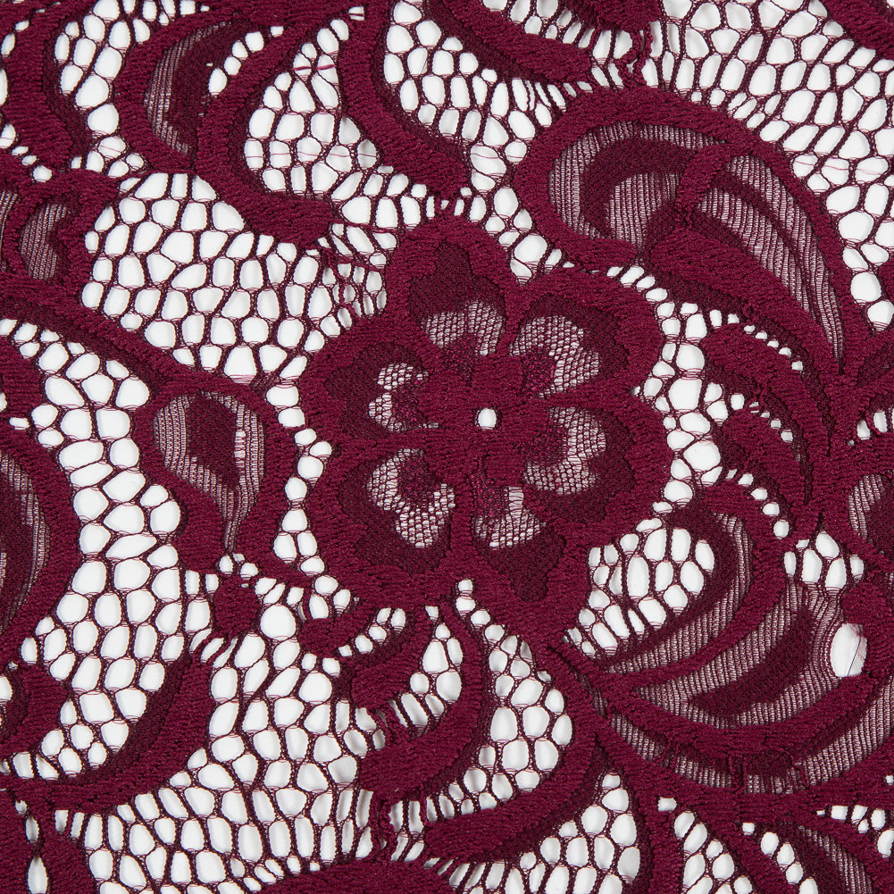 Re-Embroidered Stretch Crochet Lace - Port Royale Floral Detail Re-Embroidered Stretch Crochet Lace - Port Royale Floral Detail