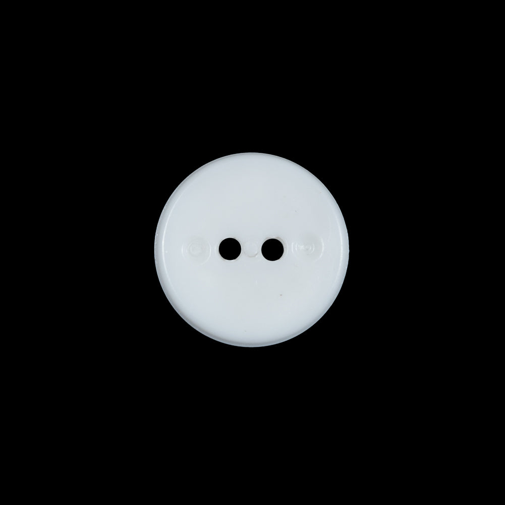 White Italian 2 Hole Button - 24L/15mm Detail White Italian 2 Hole Button - 24L/15mm Detail