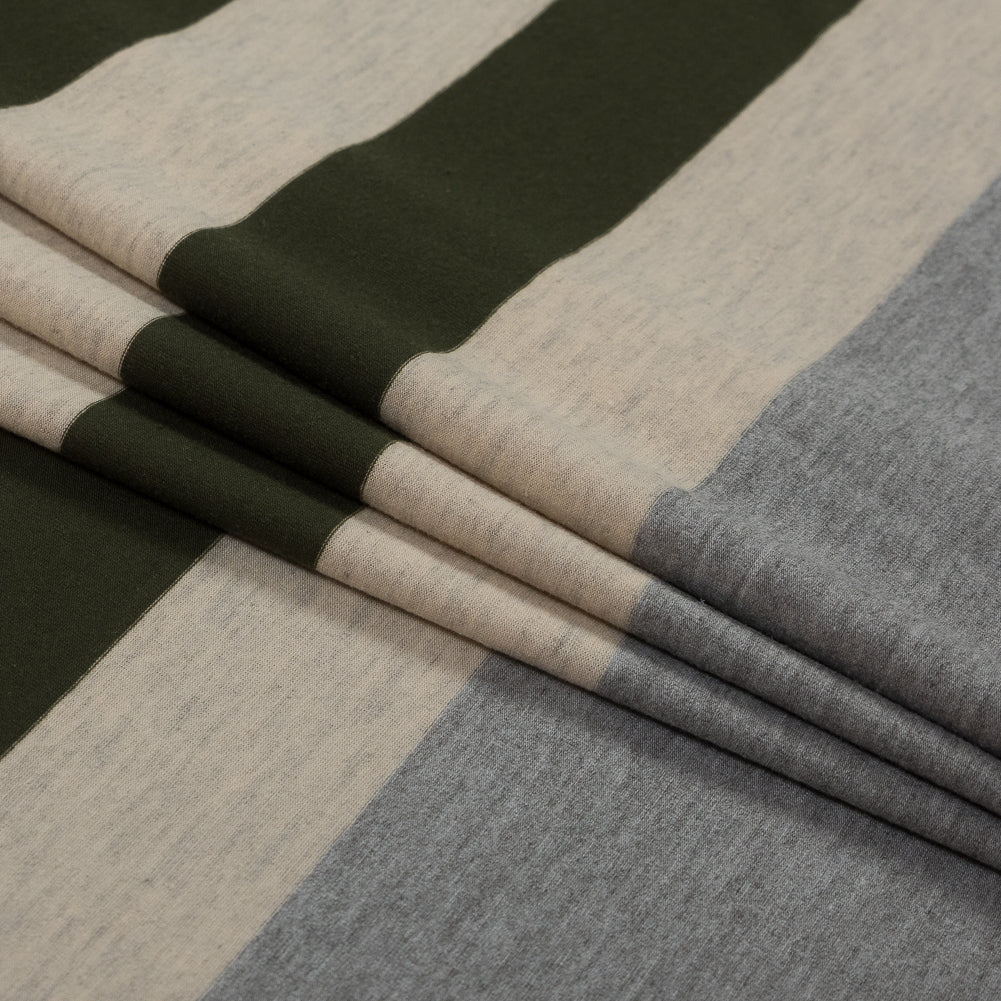 Olive, Oatmeal and Gray Awning Striped Jersey Detail Olive, Oatmeal and Gray Awning Striped Jersey Detail