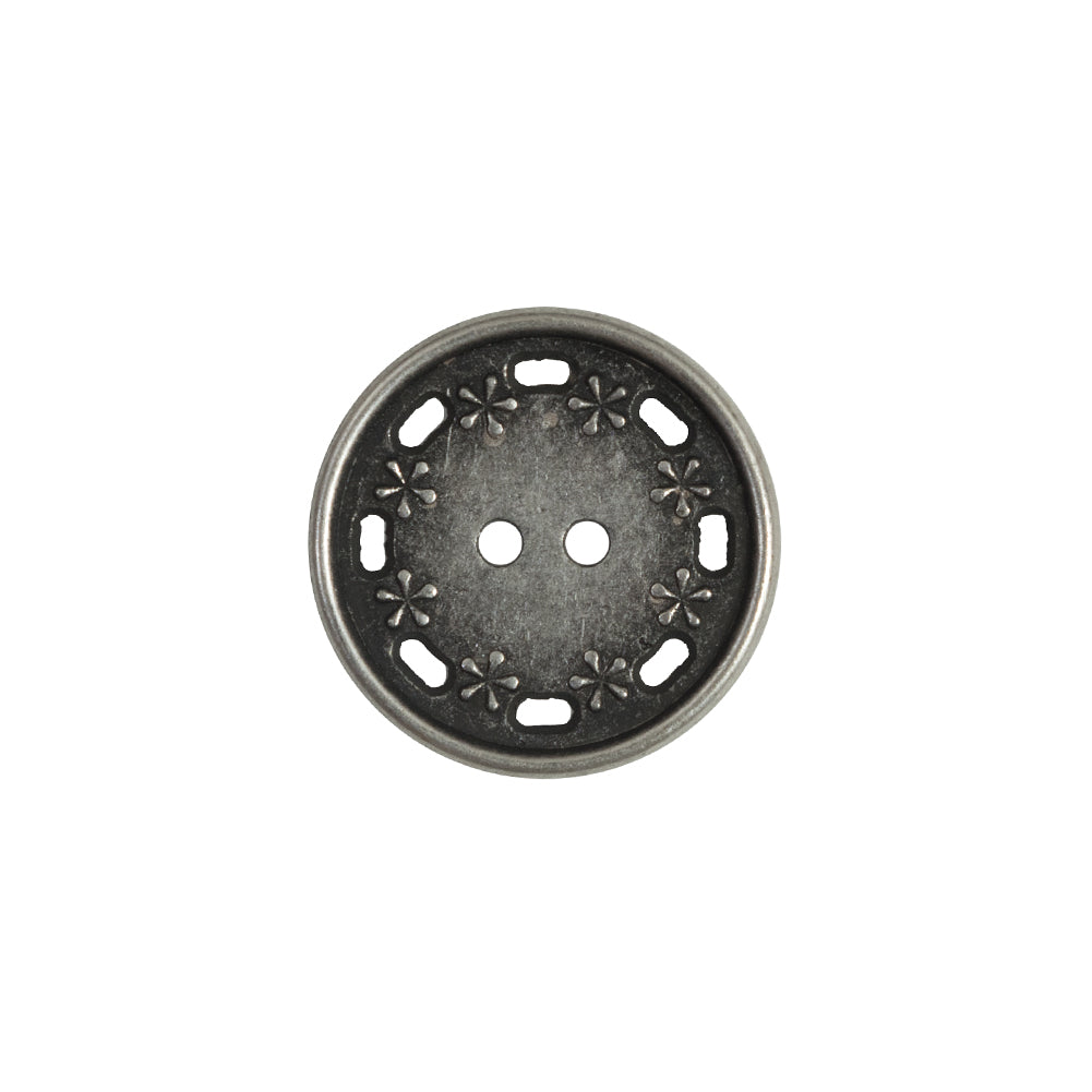 Antique Silver Floral Metal 2-Hole Button - 30L/19mm Antique Silver Floral Metal 2-Hole Button - 30L/19mm