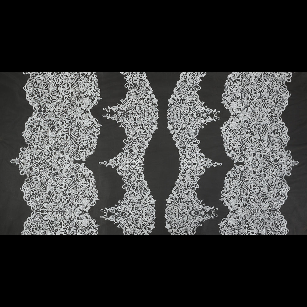 Embroidered Lace - Off-White Floral on Nude Folded Embroidered Lace - Off-White Floral on Nude Folded
