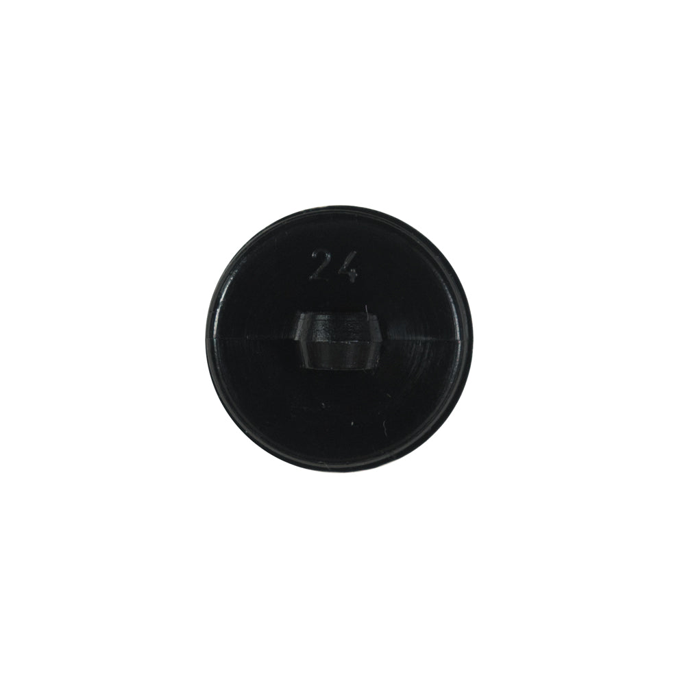 Black Bevel Cut Plastic Button - 24L/15mm Detail Black Bevel Cut Plastic Button - 24L/15mm Detail